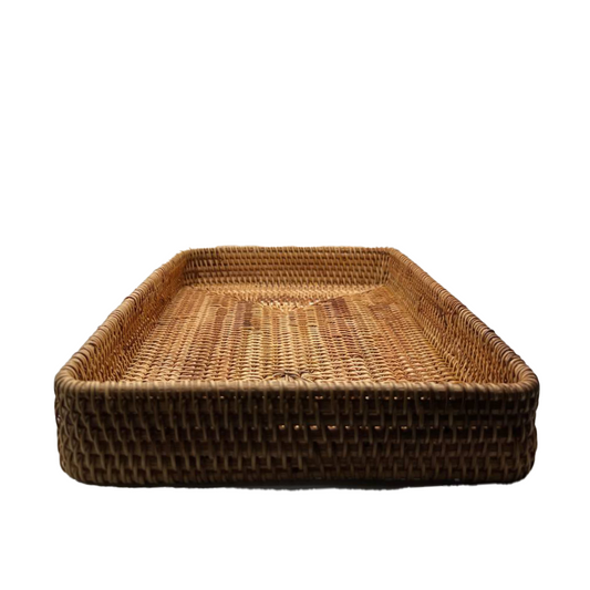 Grand panier du Cambodge en rotin rectangulaire couleur naturelle fuméGrand panier du Cambodge en rotin rectangulaire couleur naturelle fumé