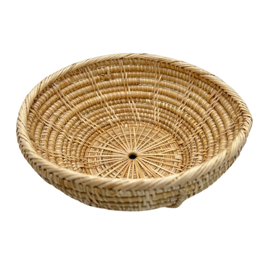 Grand bol artisanal du Cambodge en rotin couleur naturelle