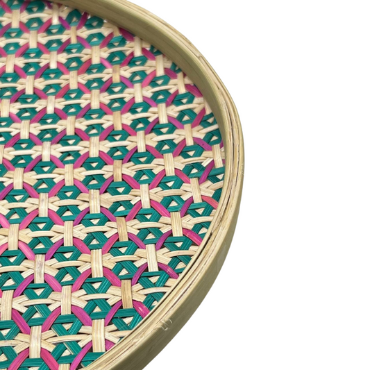 Grand plateau artisanal du Cambodge en rotin