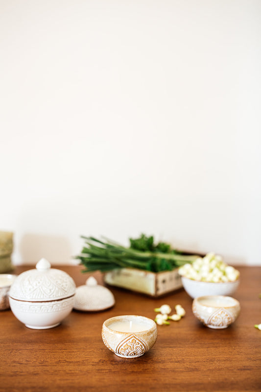 Bougie Parfumée Artisanale Anahata Lotus en Céramique