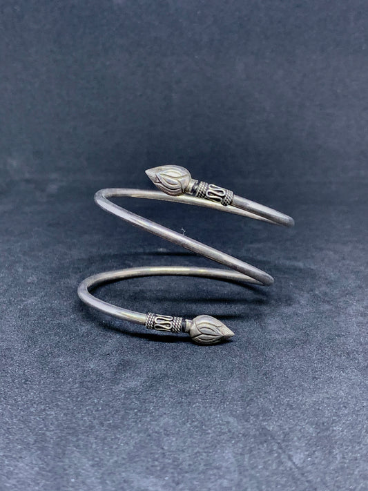 Bracelet Serpent Lotus Khmer Argent