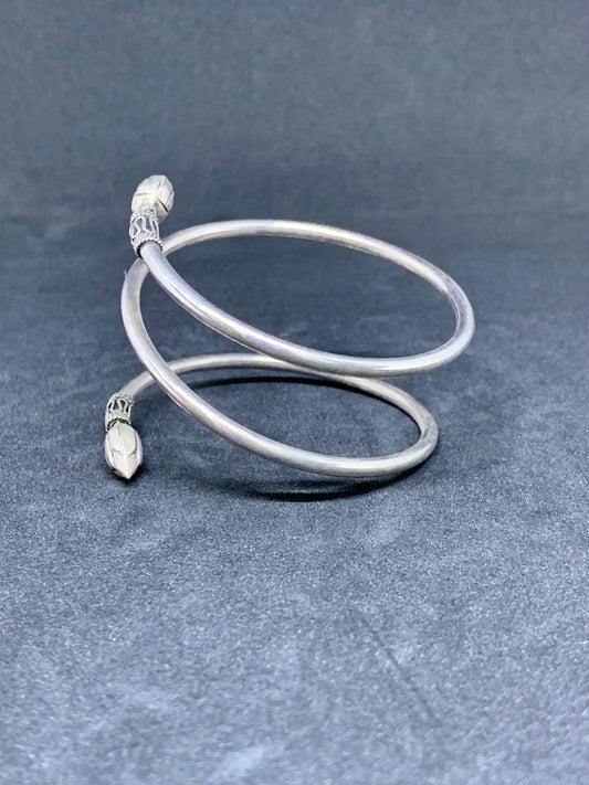 Bracelet Serpent Lotus Khmer Argent