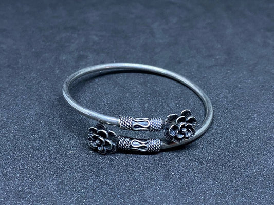 Bracelet Khmer Fin Fleur de Frangipanier en argent