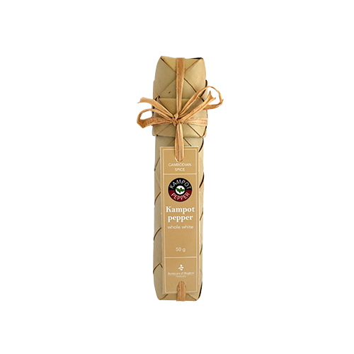 Poivre Blanc de Kampot (grains) en tube de palmier - 50g IGP par Senteurs d'Angkor
