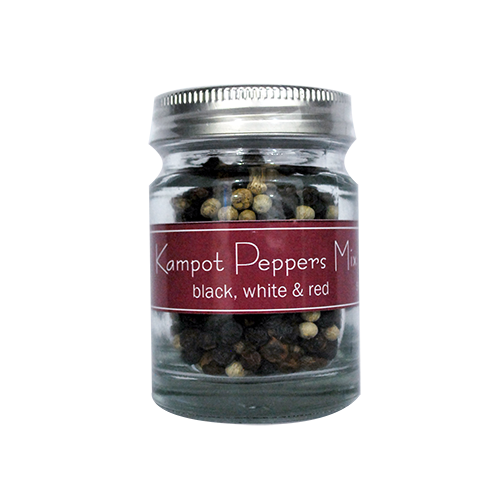 Mix des Poivres Noir de Kampot (grains) en petit pot - 40g IGP par Senteurs d'Angkor