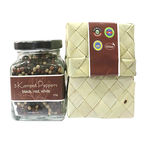 Mix des Poivres Noir de Kampot (grains) en pot - 100g IGP par Senteurs d'Angkor