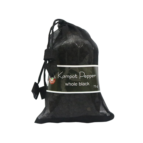 Poivre Noir de Kampot (grains) en organza - 75g IGP par Senteurs d'Angkor
