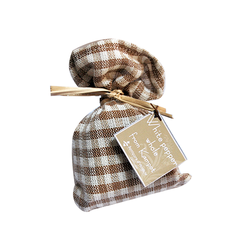 Poivre Blanc de Kampot (grains) en tissu Krama - 110g IGP par Senteurs d'Angkor