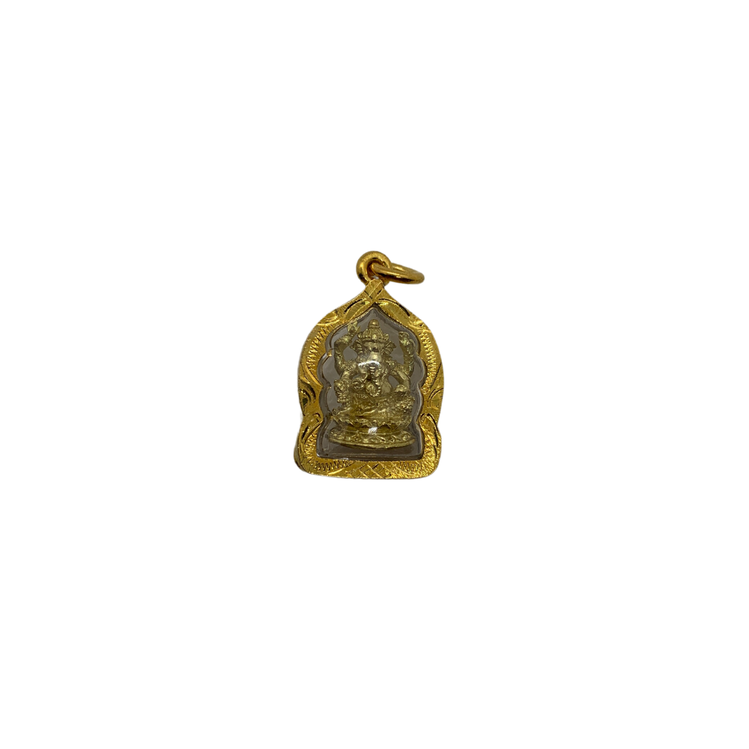 Moyenne amulette Thaï en verre Vishnu couleur doré