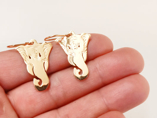 Boucles d'oreilles éléphant de la sagesse en plaqué Or (Collection Temple et Nature)