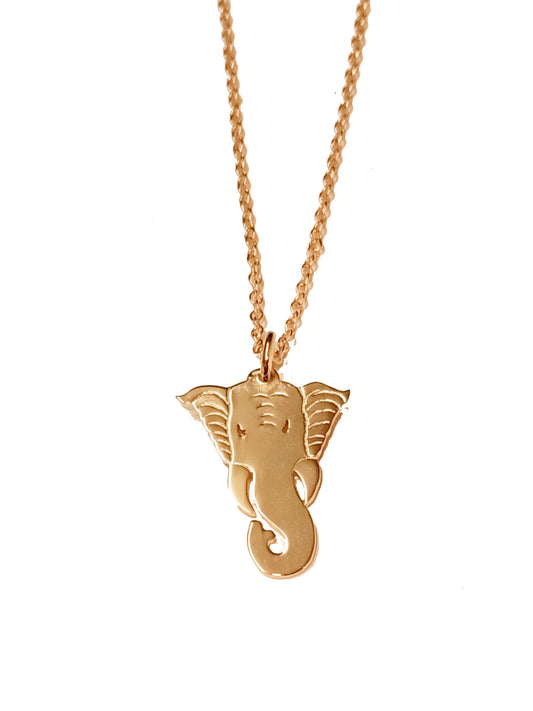 Pendentif et Chaîne éléphant de la sagesse en plaqué Or (Collection Temple et Nature)