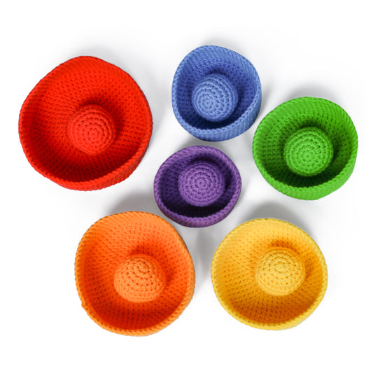 Jeu Enfants Bols + Boules à Empiler Arc-en-ciel