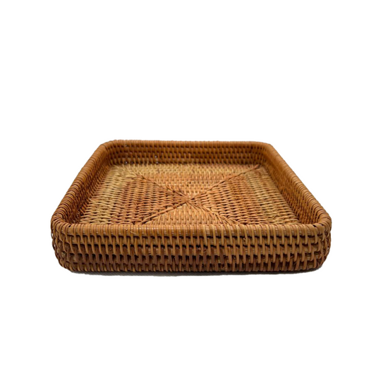 Panier du Cambodge en rotin carré couleur naturelle fumé