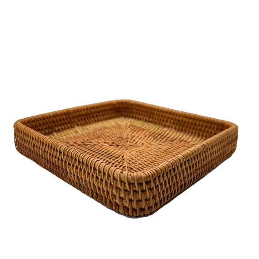 Panier du Cambodge en rotin carré couleur naturelle fumé