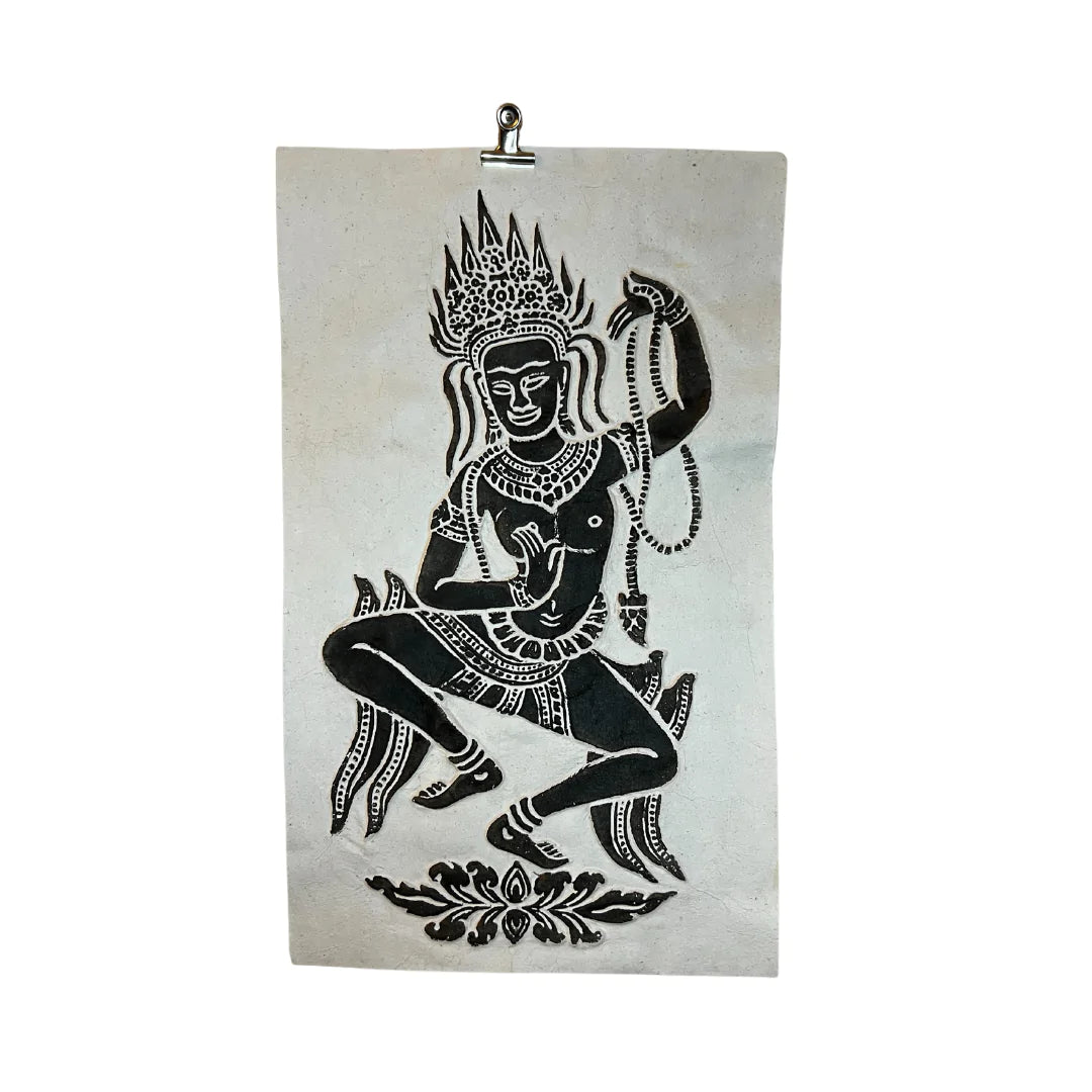 Peinture du Cambodge sur papier en relief Danseuse Apsara
