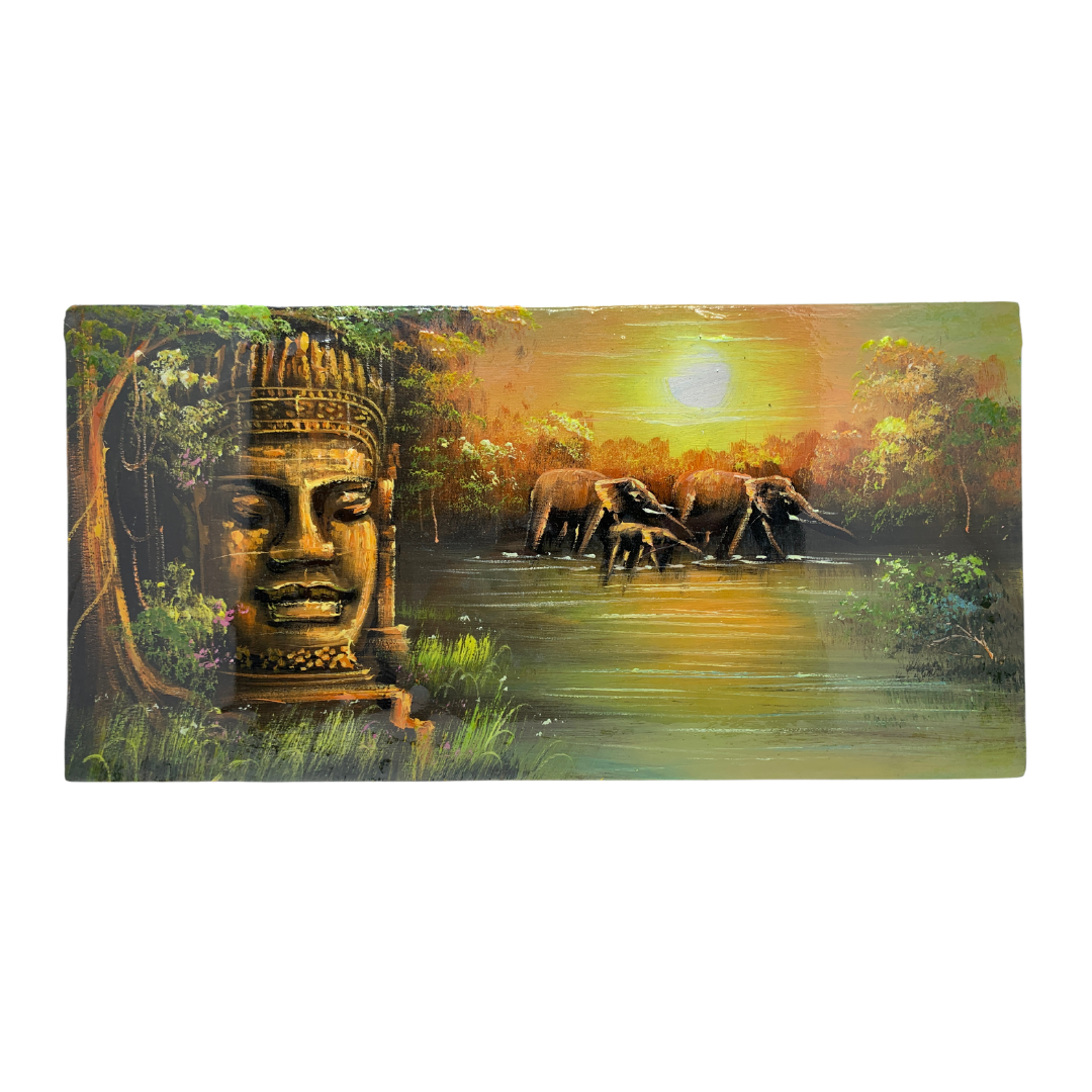 Peinture sur toile "Éléphants sauvages" 40x20cm