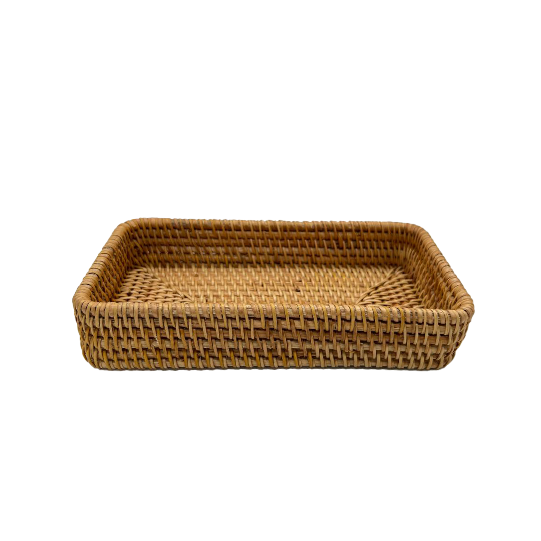 Panier En Rotin Tressé Rectangulaire 40x30 Cm - Pour Fruits, Pain, Décoration, Style Naturel
