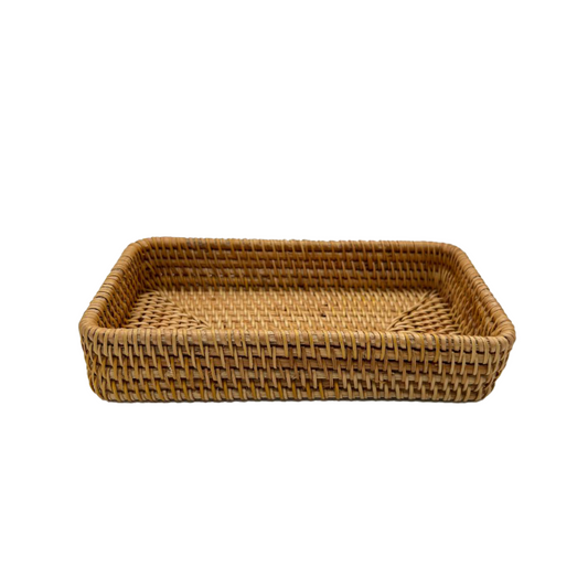 Petit panier du Cambodge en rotin rectangulaire couleur naturelle fumé