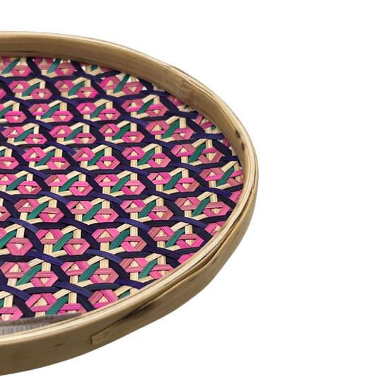 Petit plateau artisanal du Cambodge en rotin