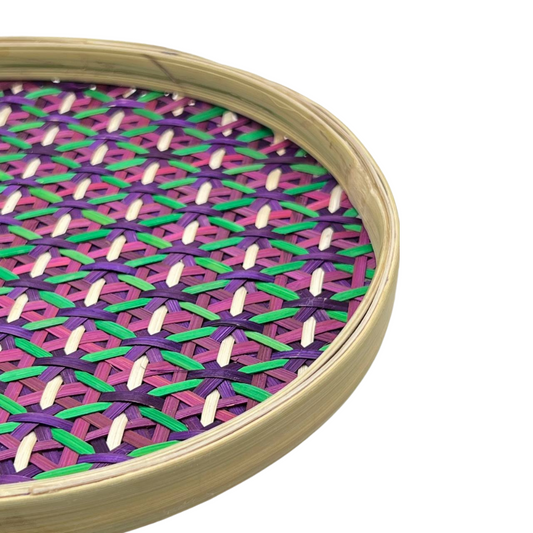 Petit plateau artisanal du Cambodge en rotin