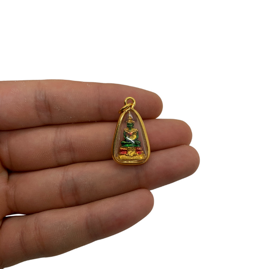 Petite amulette Thaï en verre Bouddha émeraude Phra Kaeo Morakot