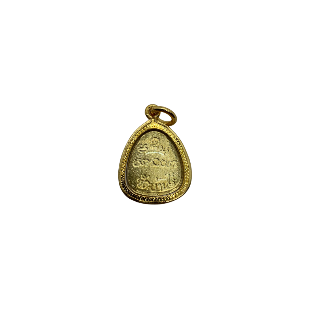 Petite amulette en verre Thaï Phra Pïdta couleur doré