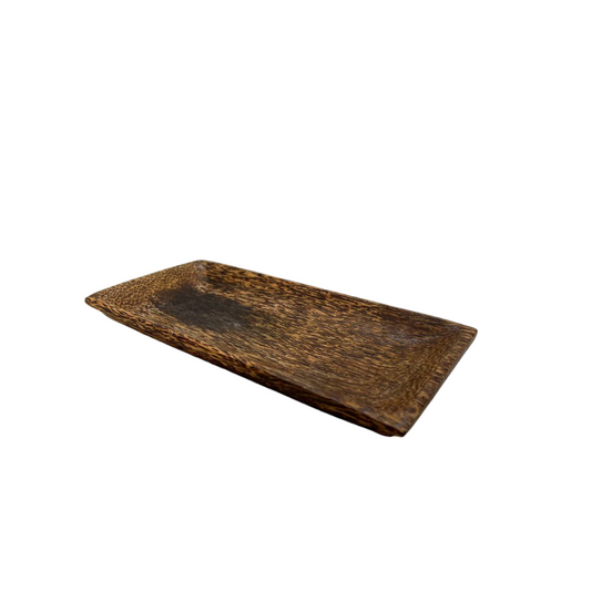 Assiette rectangulaire du Cambodge en bois de palmier couleur naturelle