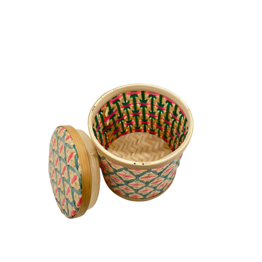 Petite boite artisanale du Cambodge en rotin