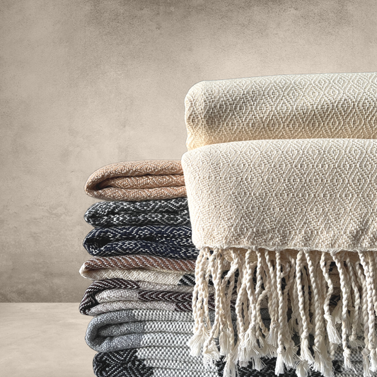 Plaid en coton tissé fait main Blanc cassé 120 x 240 cm par Artisans du Mékong