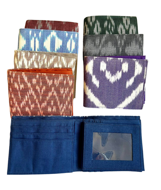 Portefeuille couleur Denim du Cambodge et aux motifs ethniques par Cambodia Art Scarf