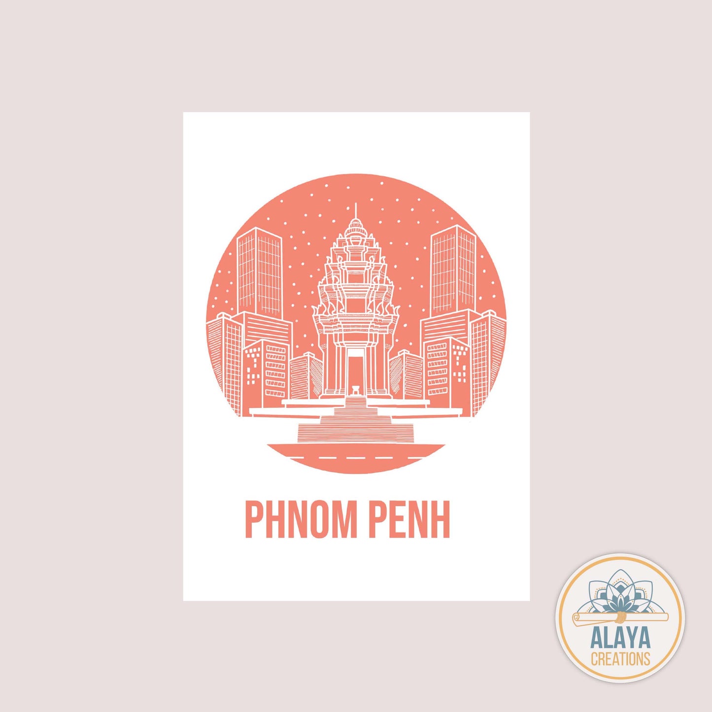 Carte postale du Cambodge: Villes du Cambodge par Alaya Creations