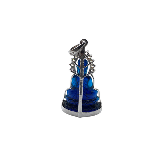 Pendentif Serti Bhumisparsha Mudrā en cristal bleu