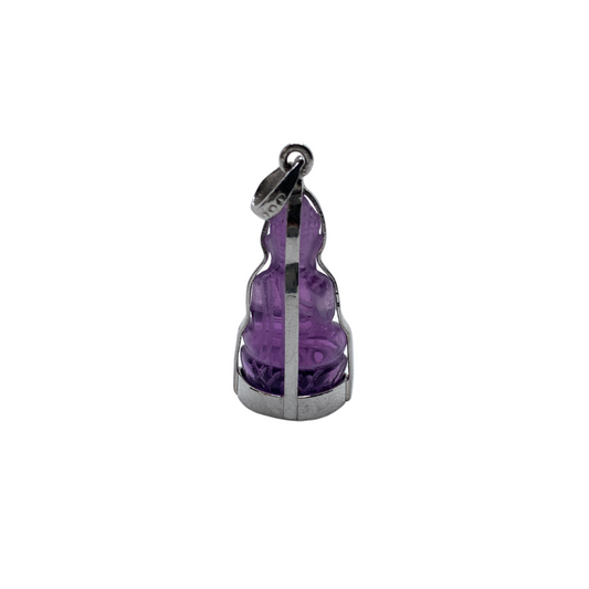 Pendentif Dhyana Mudrā en cristal violet