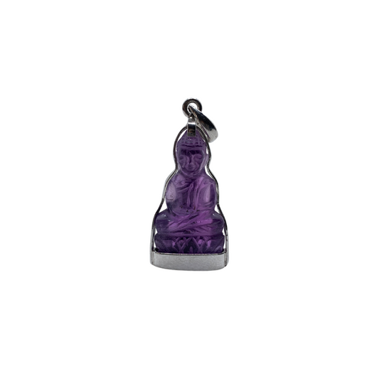 Pendentif Dhyana Mudrā en cristal violet