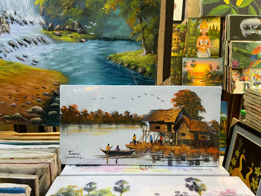 Tableau Après-midi sur Tonlé Sap 20 x 40 cm (avec châssis)